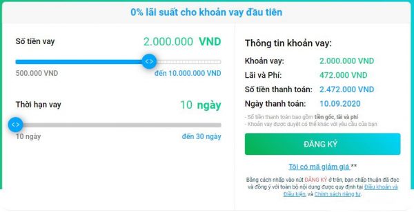 Chọn hạn mức vay và thời gian vay