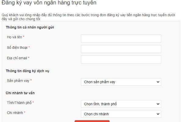 Quy trình vay online Techcombank